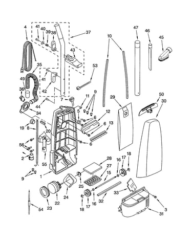 Dust compartment and motor