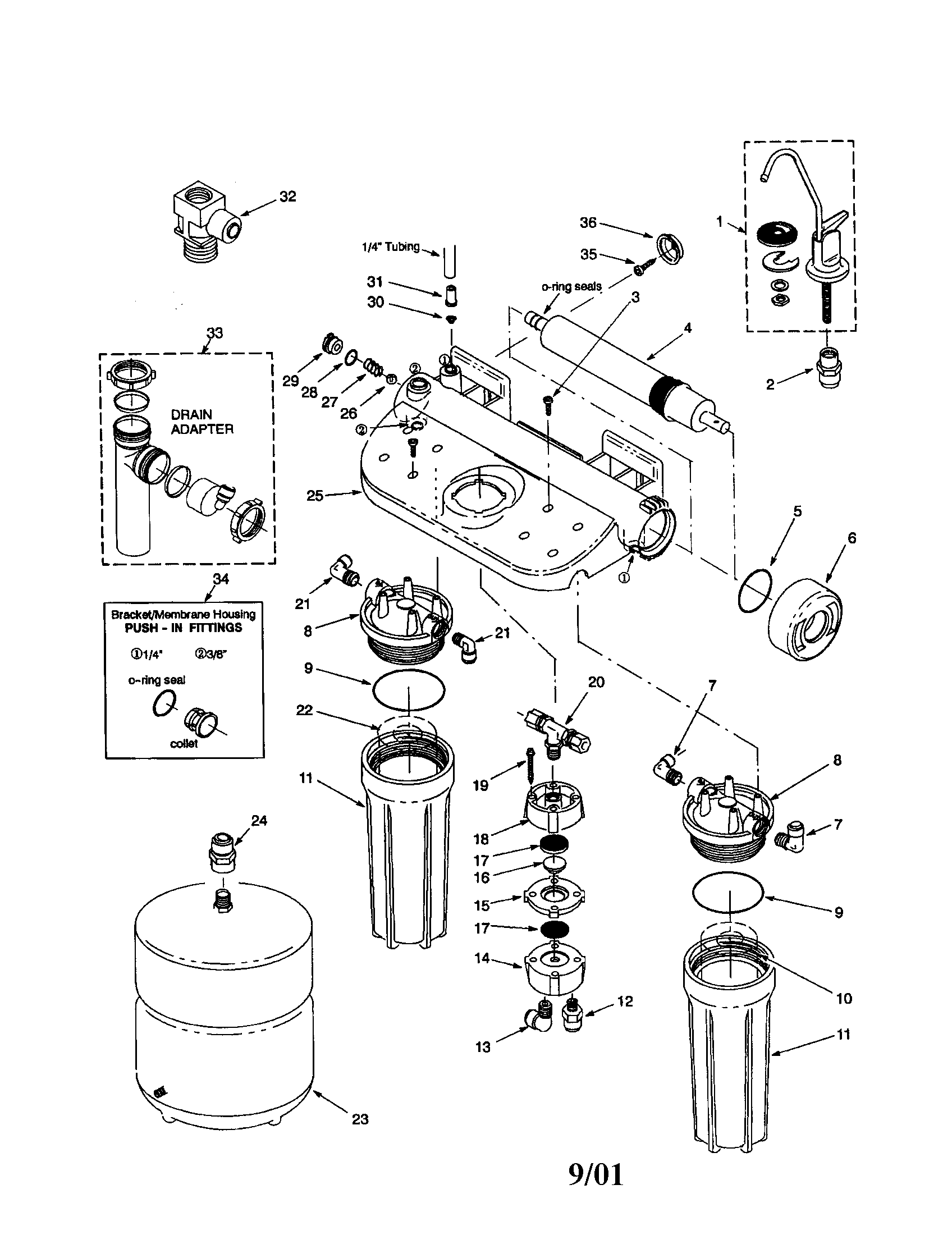 Reverse osmossis drinking water system