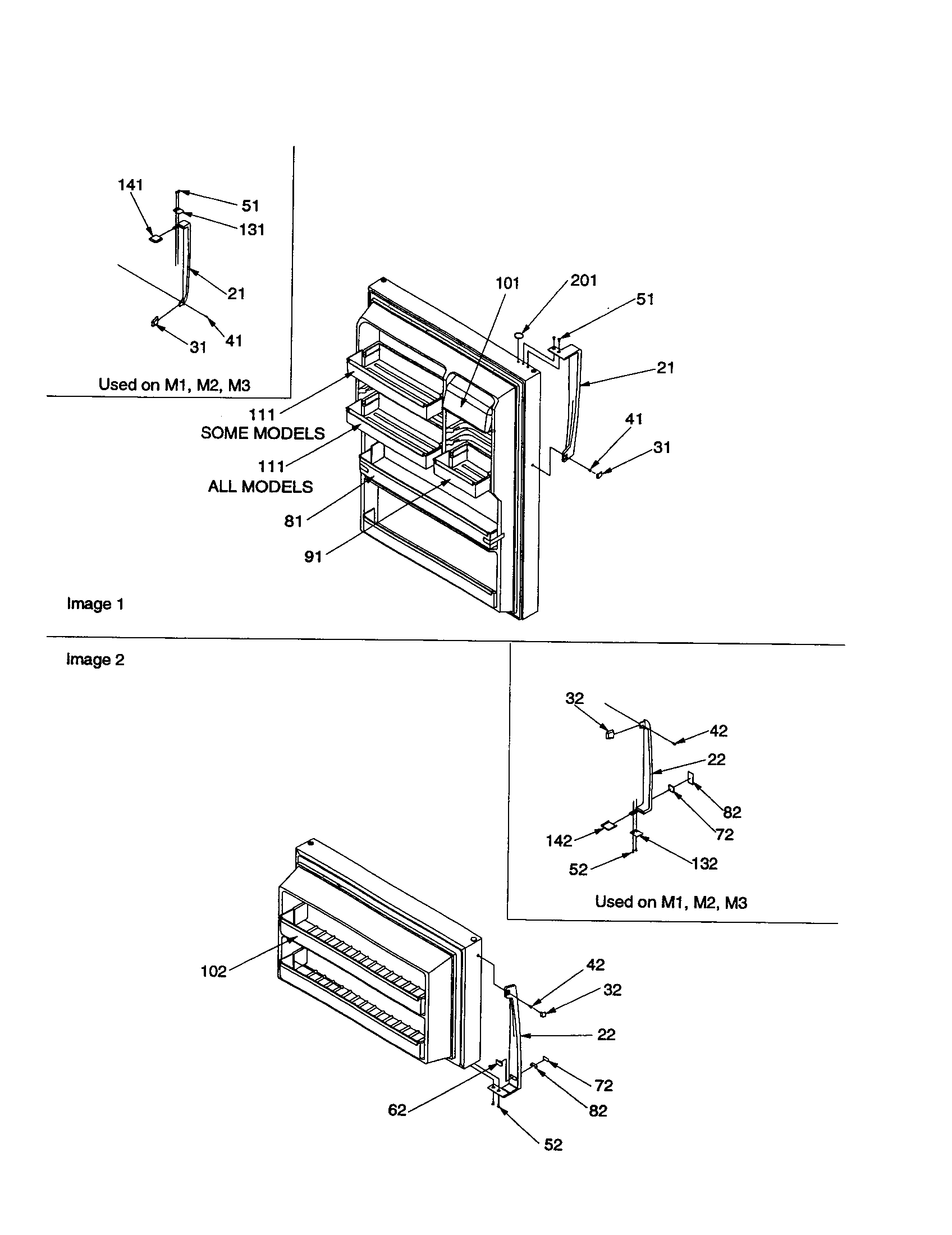 DOOR HANDLE AND DOOR SHELVES