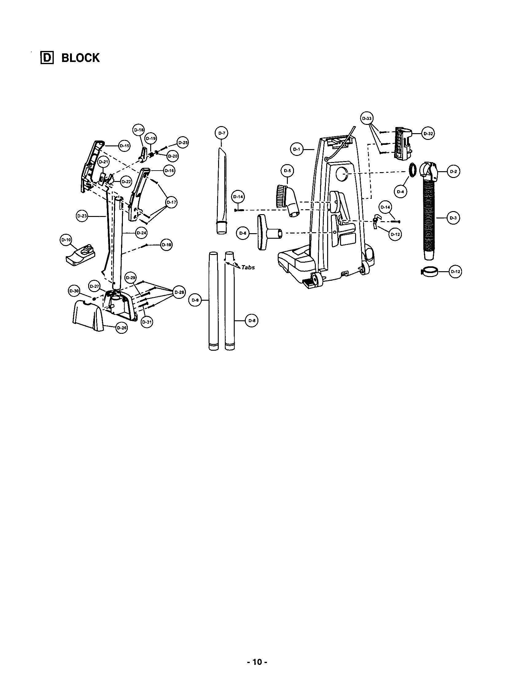 Handle/rear dust compartment