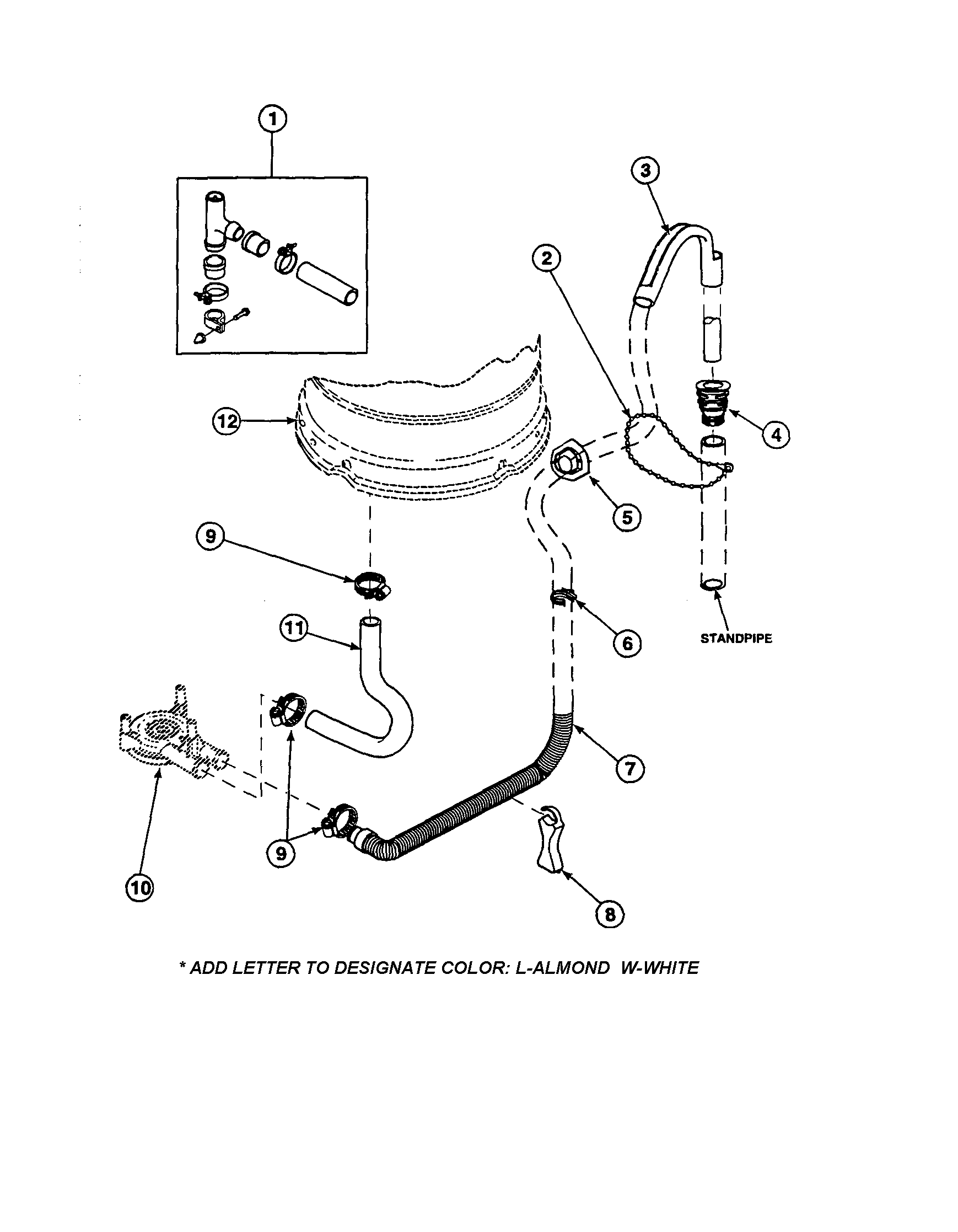 DRAIN HOSE AND SIPHON BREAK