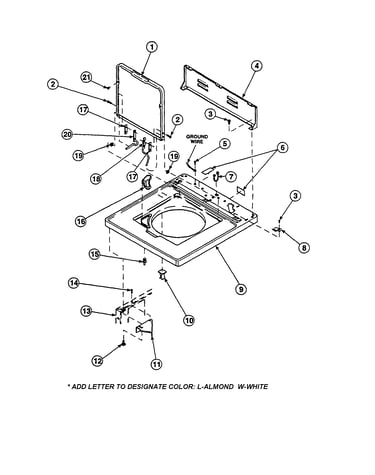 Cabinet top/control hood rear panel