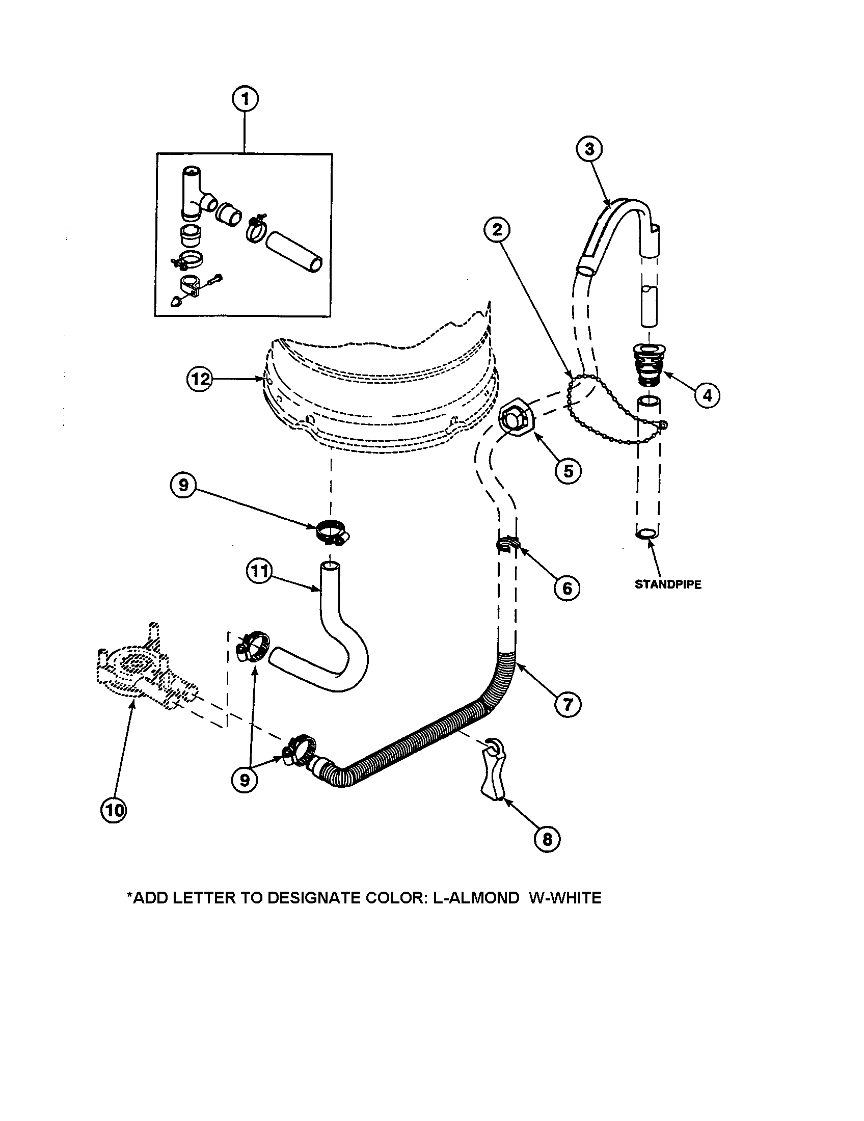 DRAIN HOSE AND SIPHON BREAK