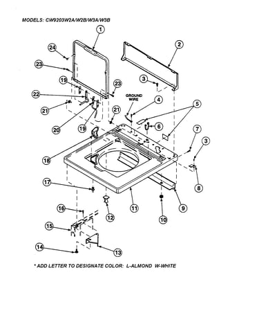 Cabinet top/control hood rear panel