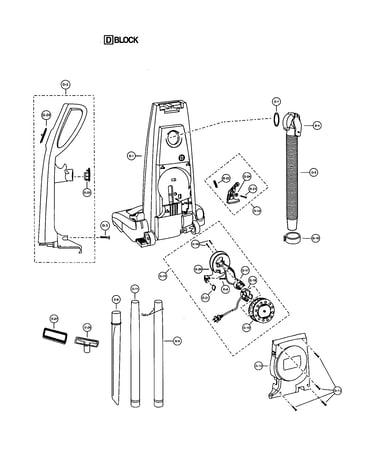Handle/rear dust compartment/cord reel