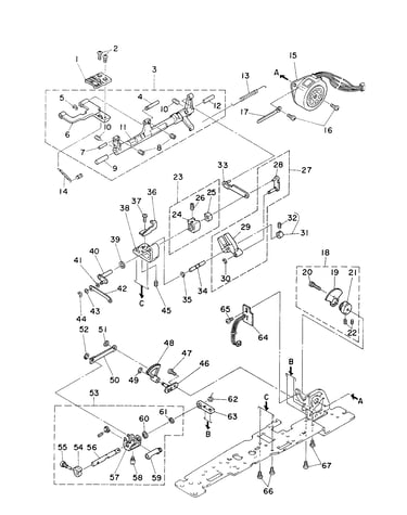 Feed dog/feed rock shaft components