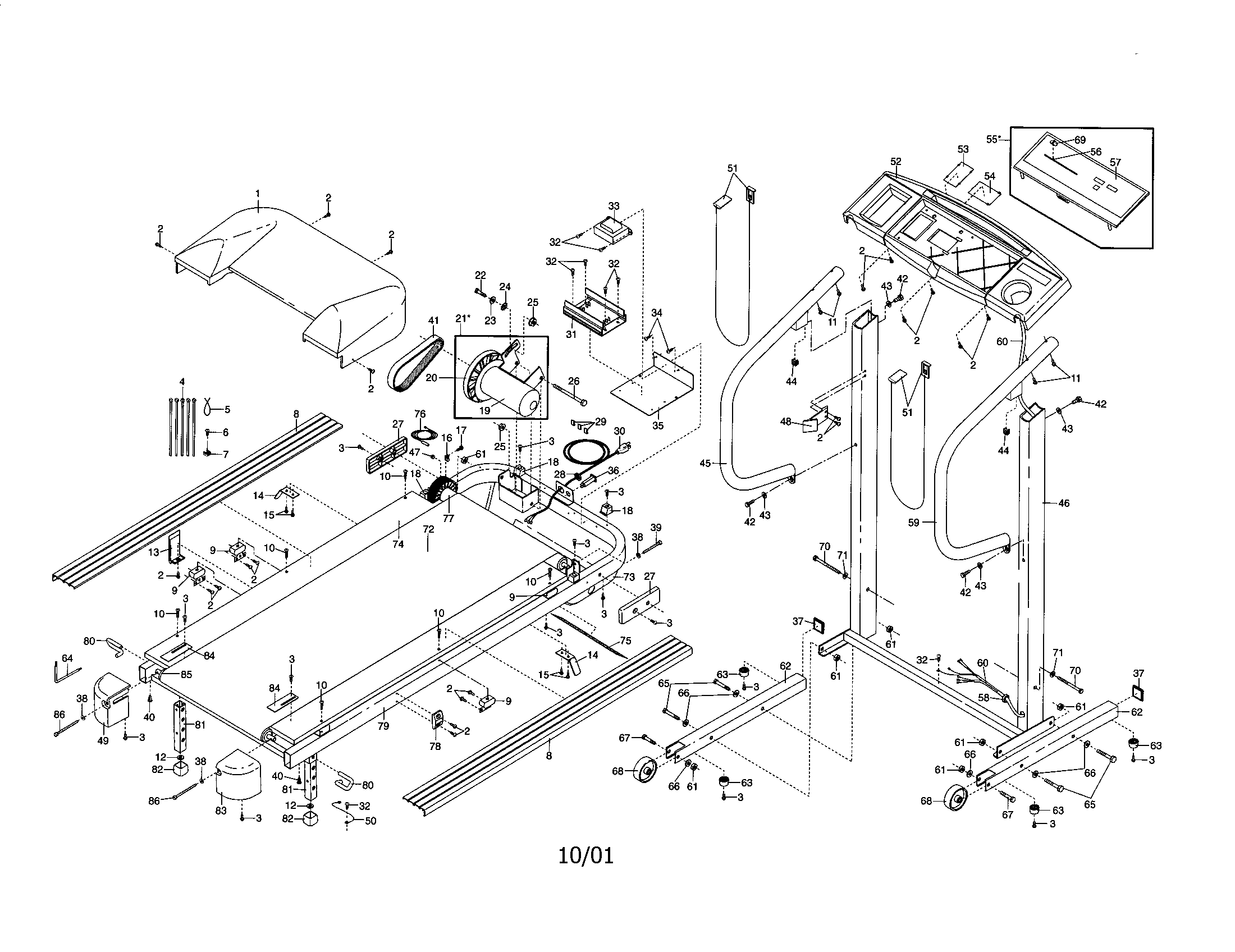 CONSOLE BASE/MOTOR/WALKING BELT