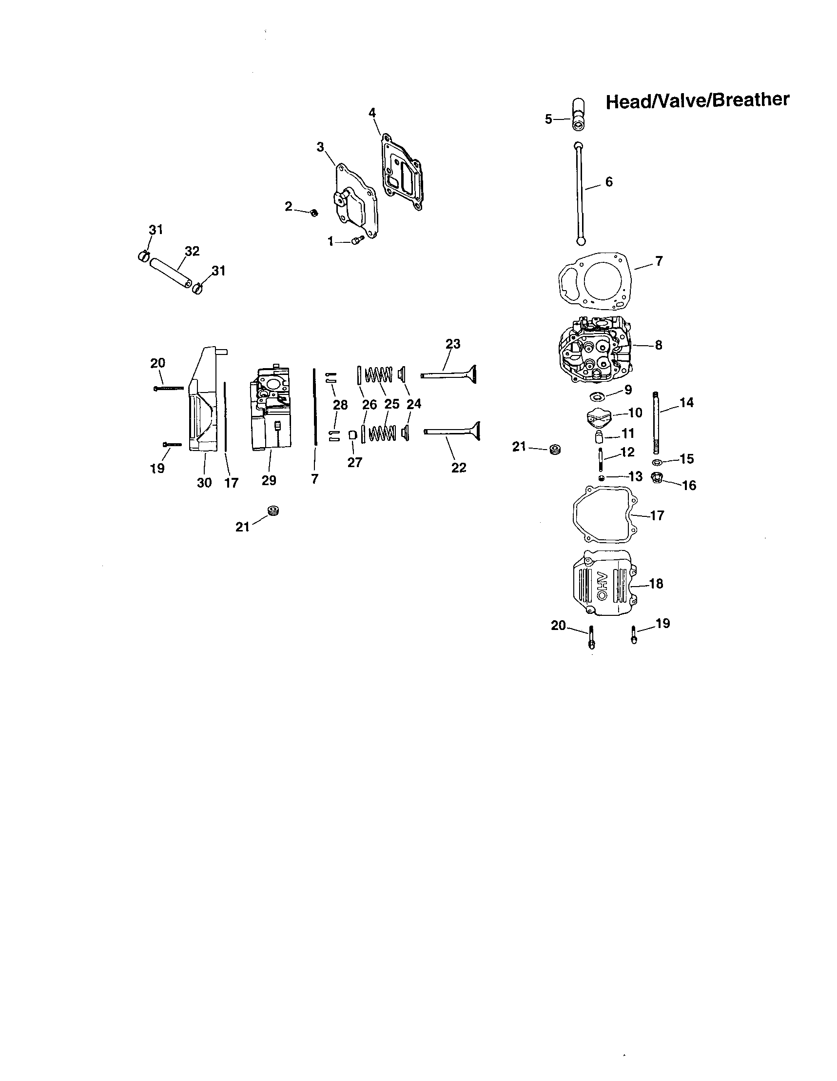 Head/valve/breather