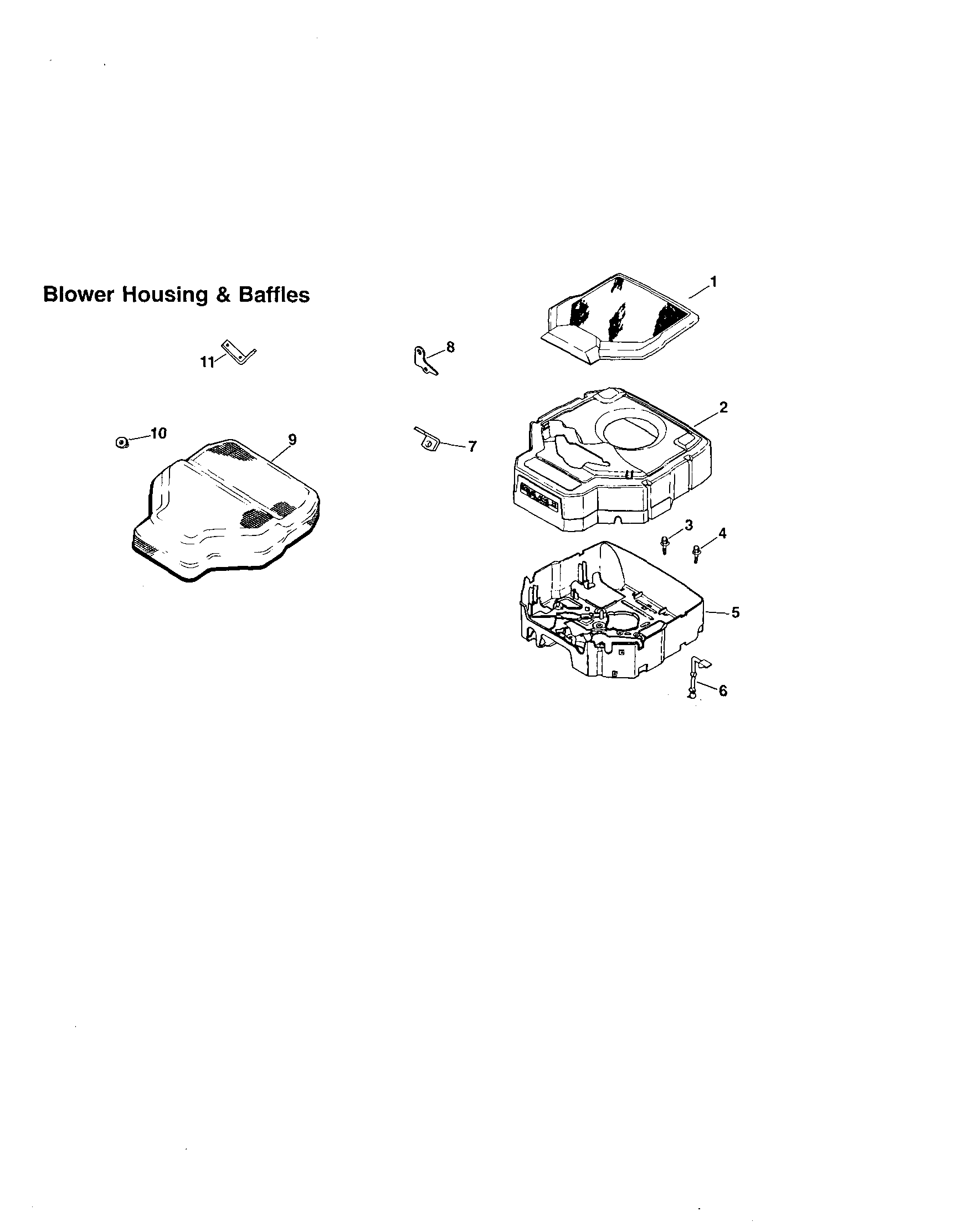 Blower housing and baffles