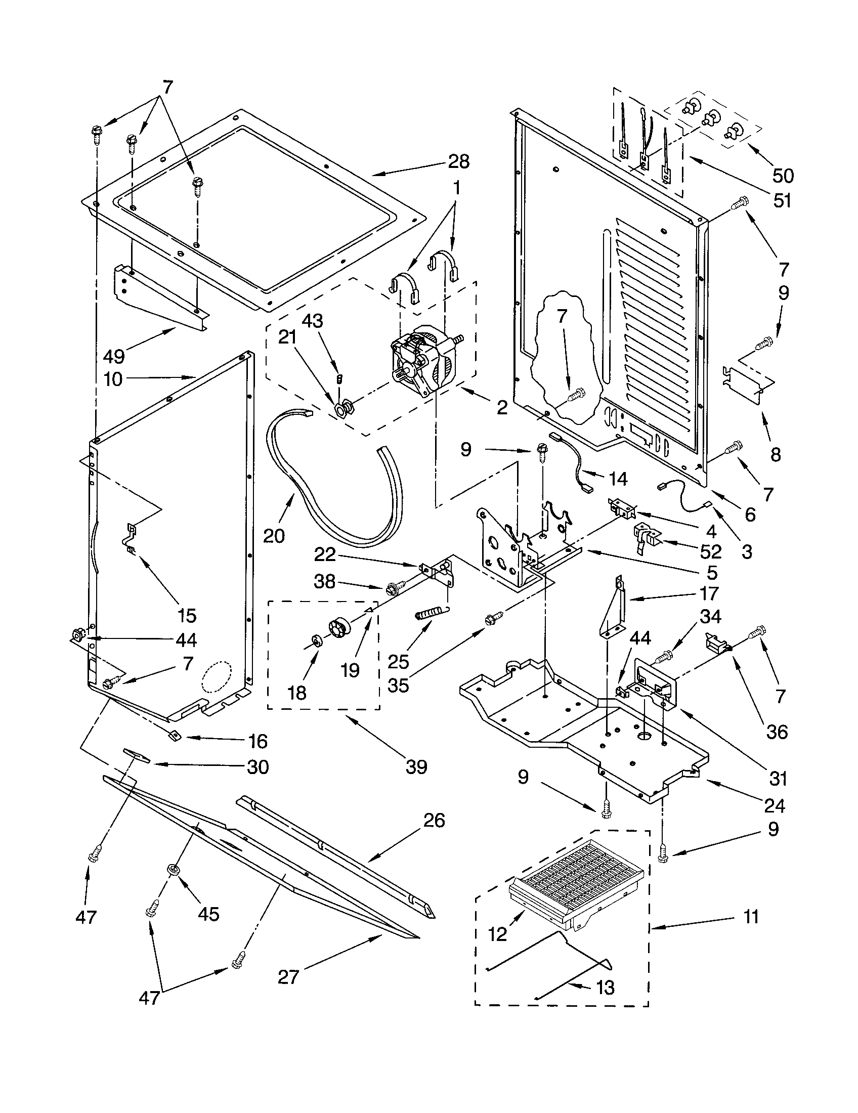 Dryer cabinet and motor