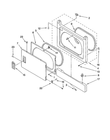 Dryer front panel and door
