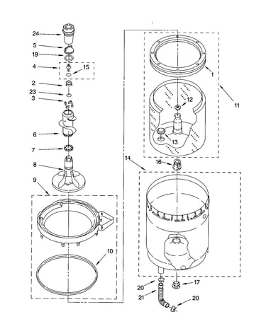 Agitator, basket and tub