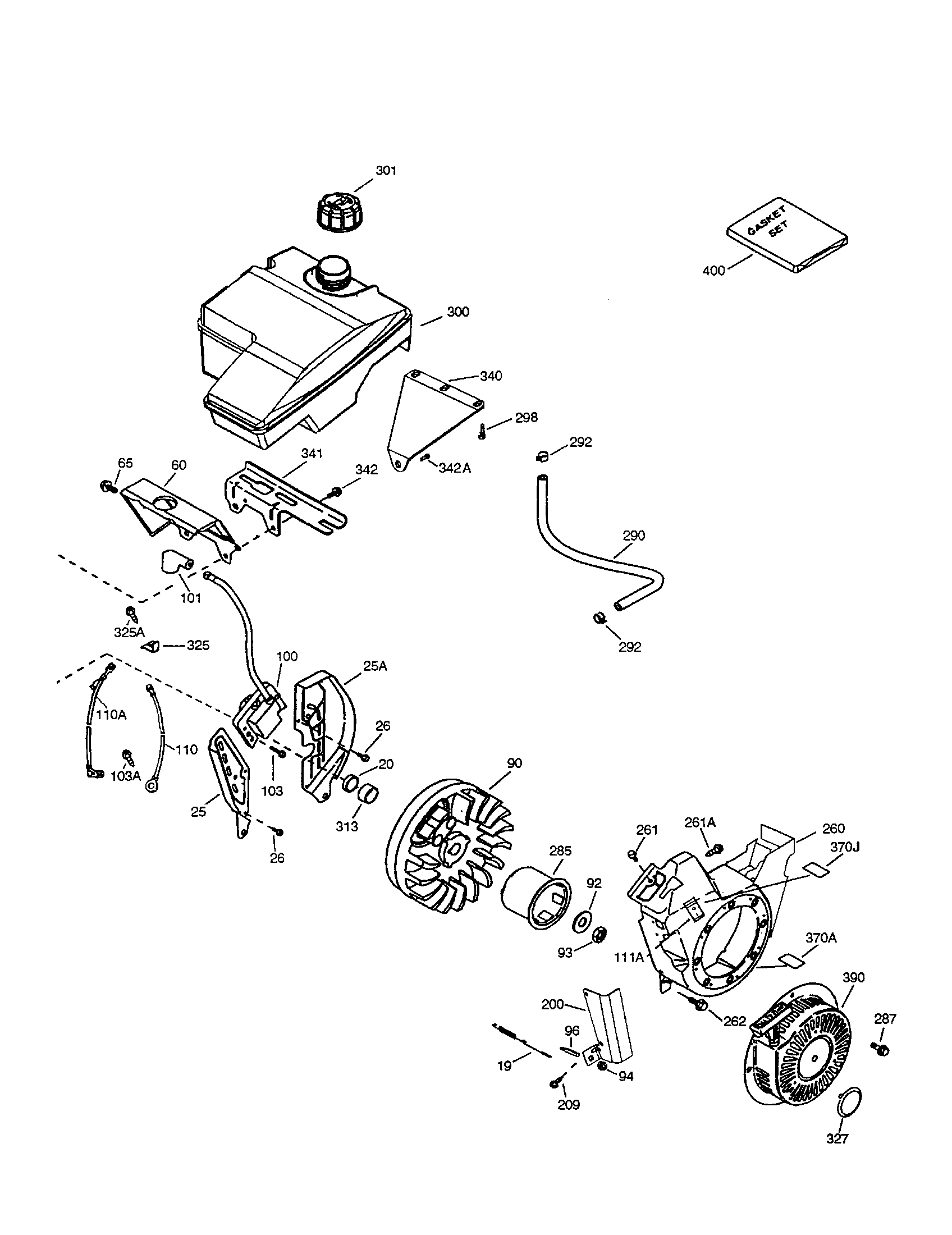 Tank/flywheel/starter