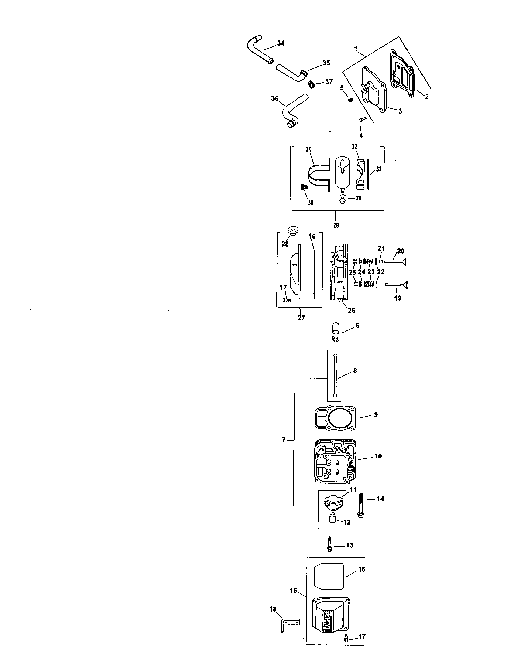 Cylinder head valve and breather
