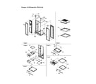 Amana DRS246RBW-PDRS246RBW0 hinges and refrigerator shelving diagram