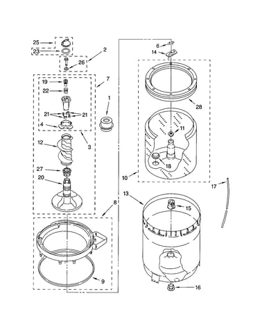 Agitator, basket and tub