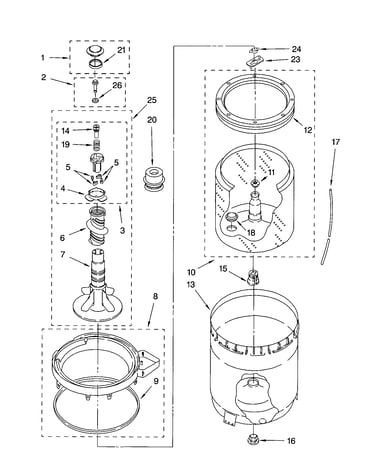 Agiator, basket and tub