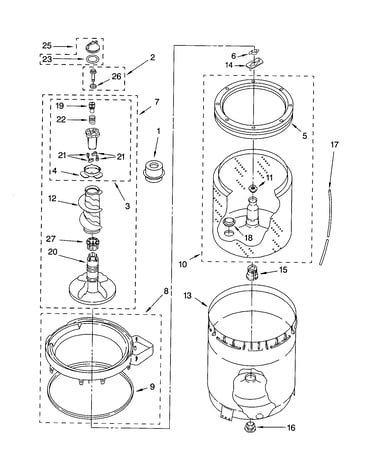 Agitator, basket and tub
