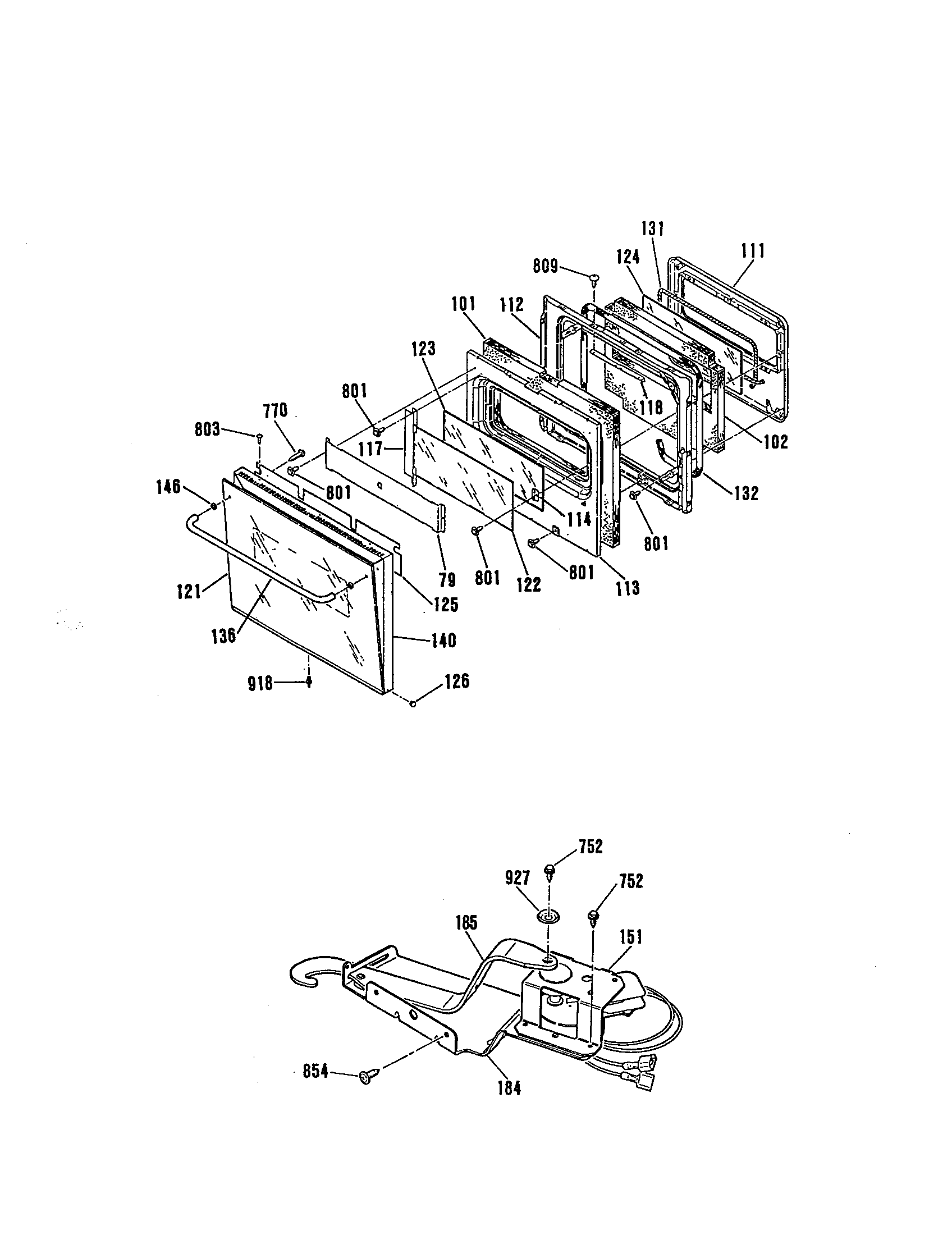 OVEN DOOR AND LATCH