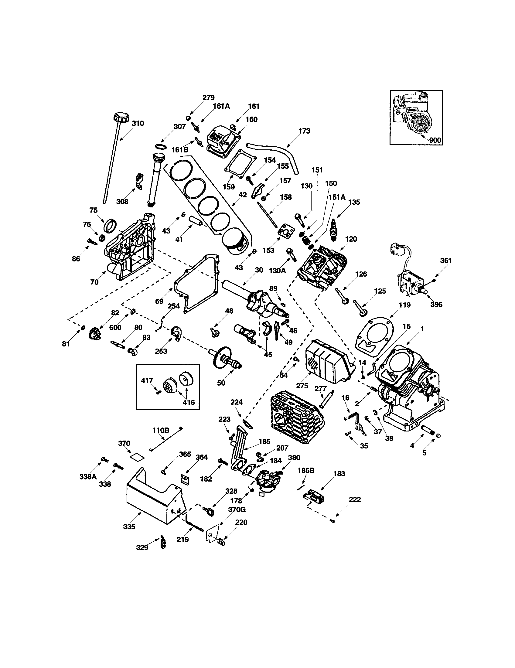 Piston and pin/cylinder/muffler