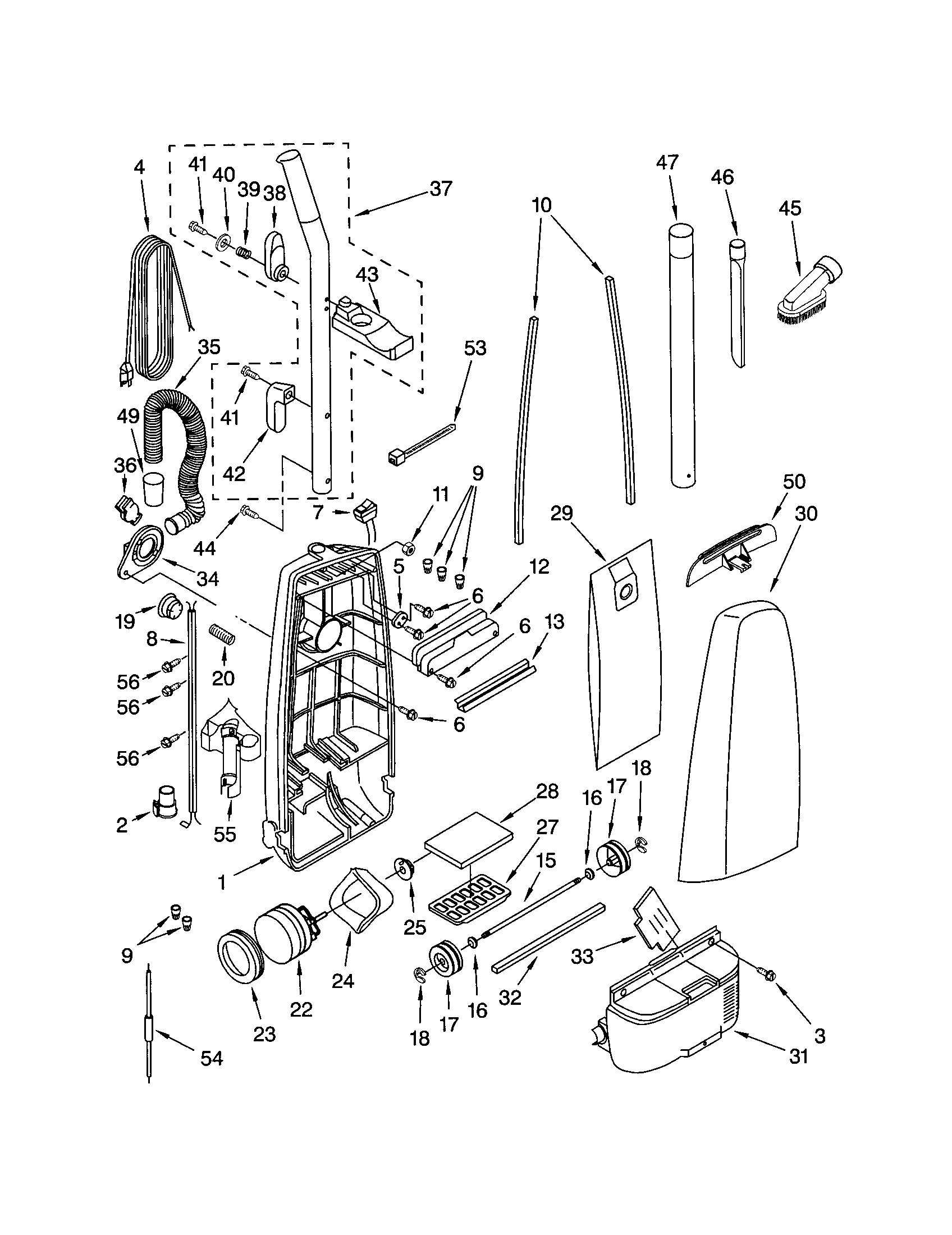 Dust compartment and motor