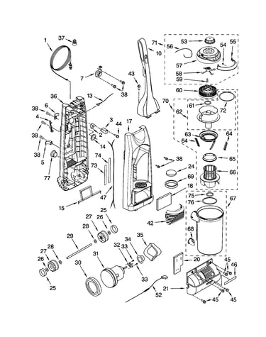 Dust compartment and motor