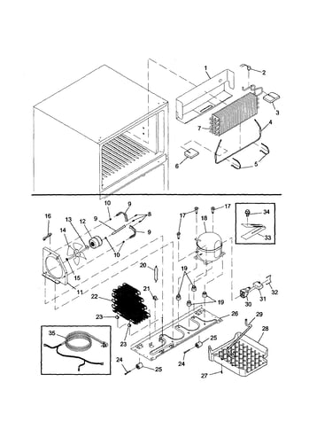 Evaporator/machine compartment