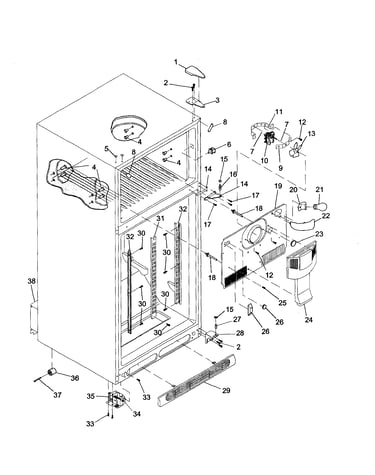 Cabinet/hinges/evap fan/rollers
