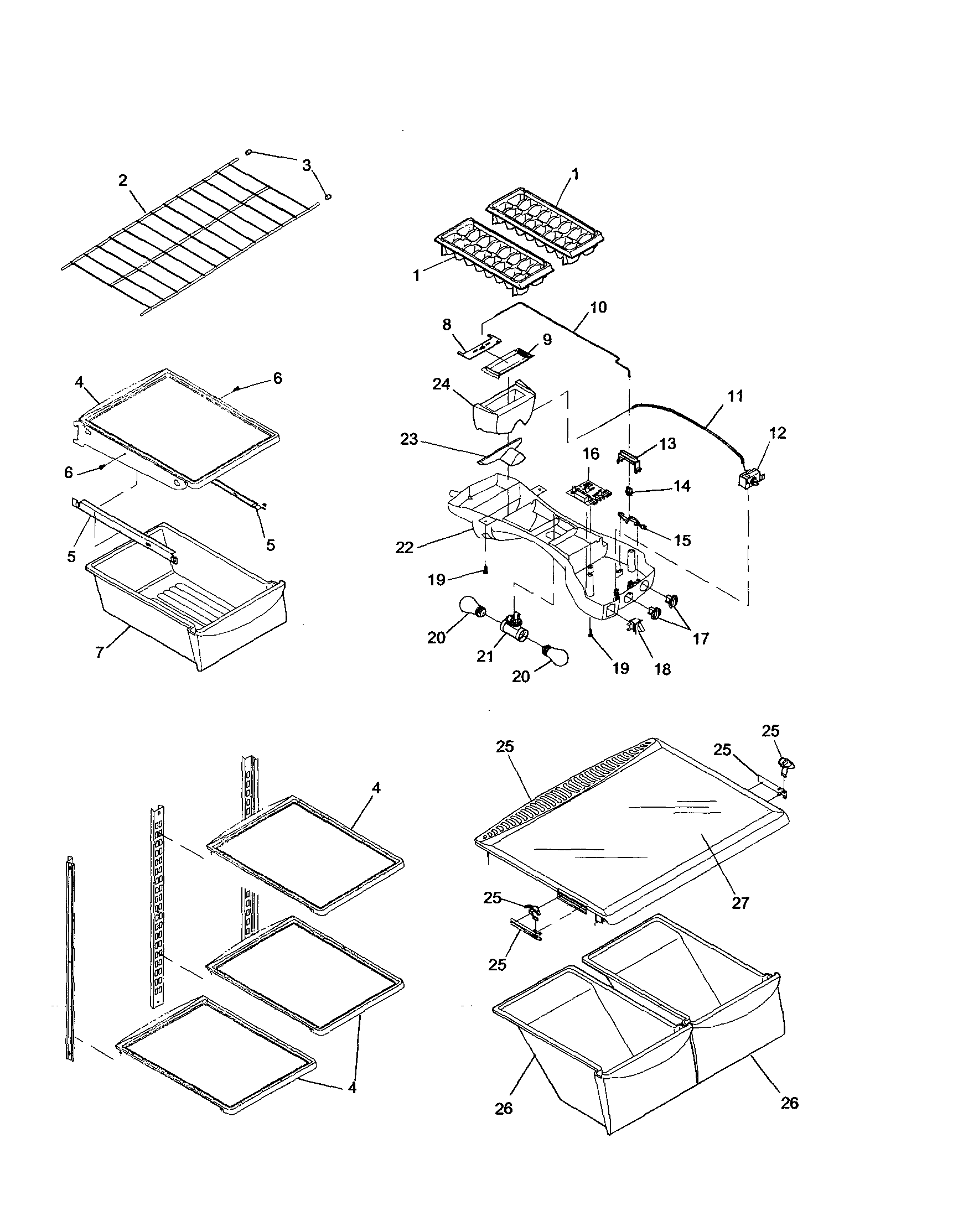 Refrigerator shelving/light