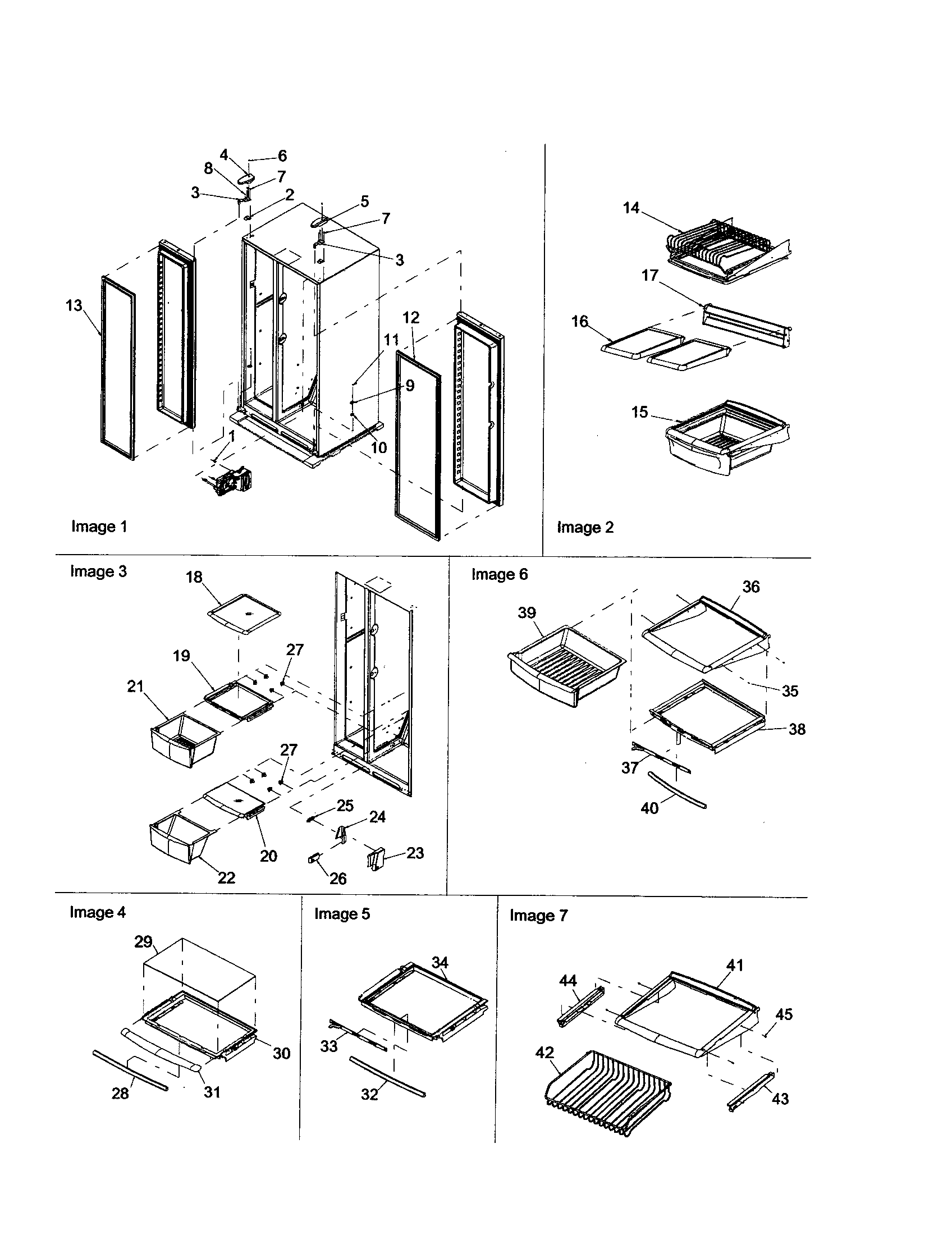 Hinges/refrigerator shelving