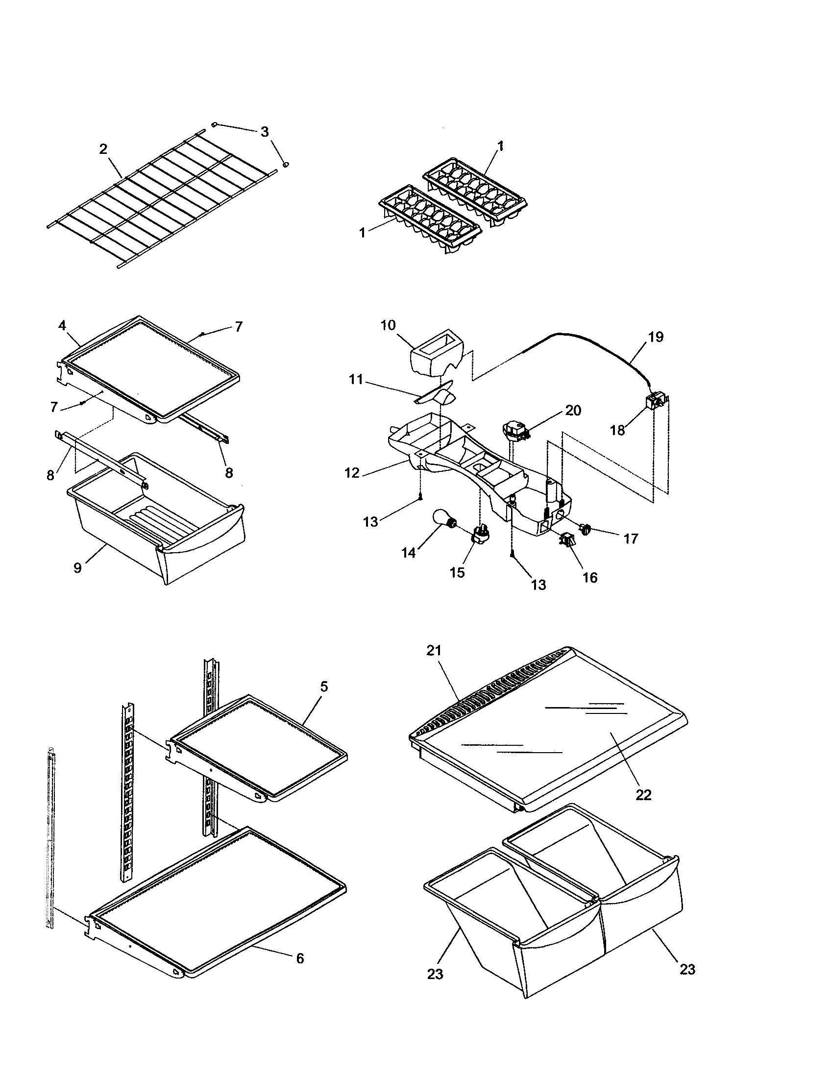 Refrigerator shelving/light