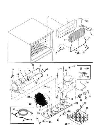 Evaporator/machine compartment
