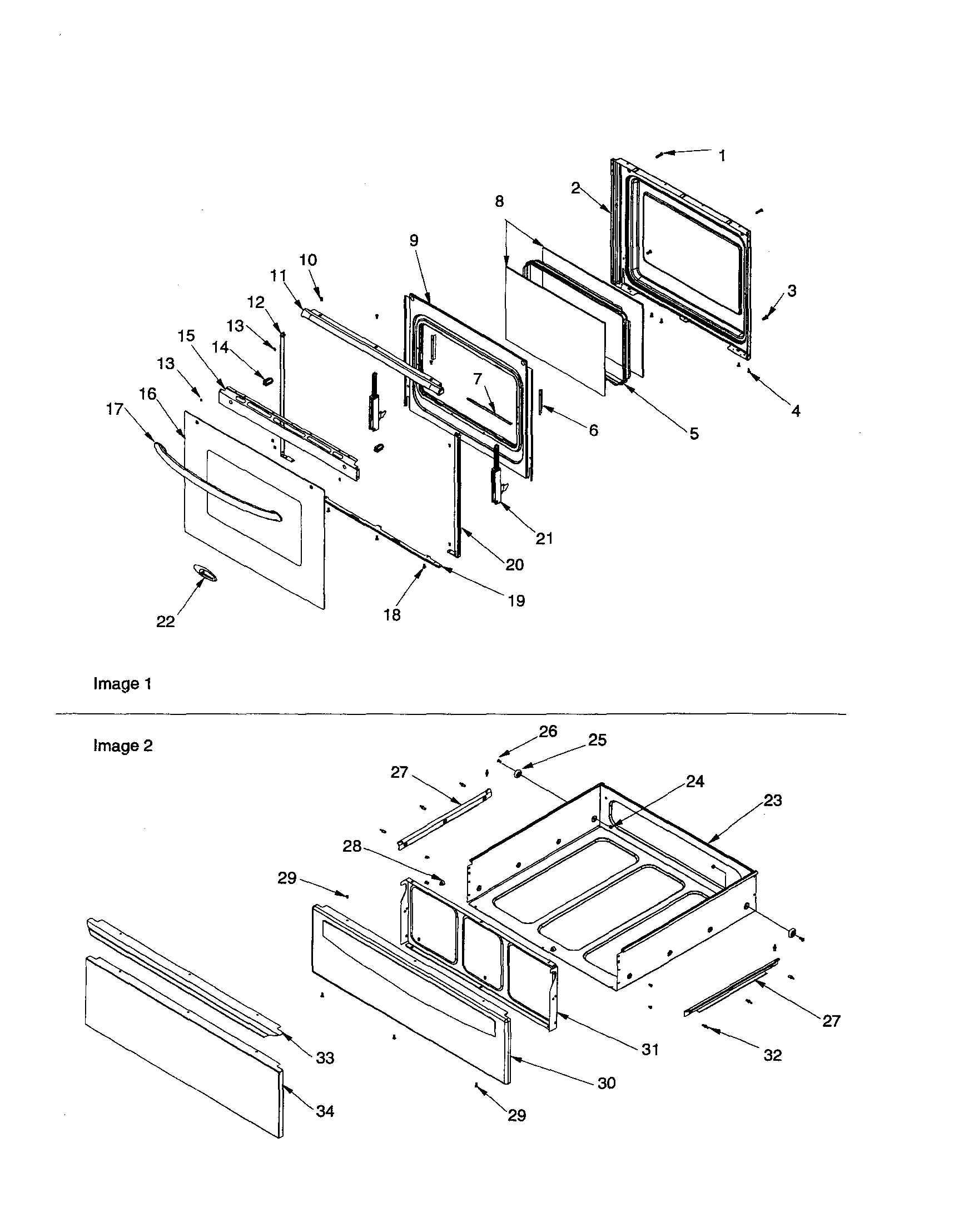 Oven door/storage drawer
