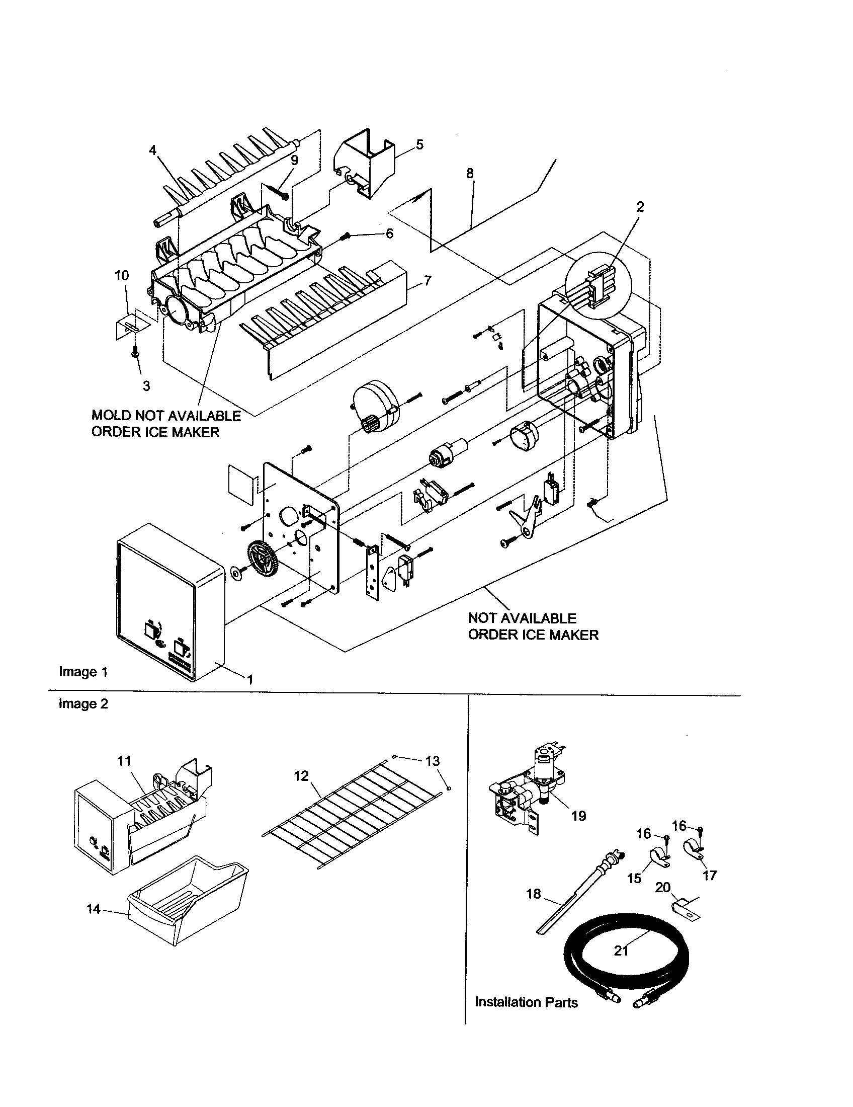 Ice maker assembly and parts