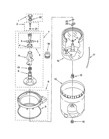 Agitator, basket and tub