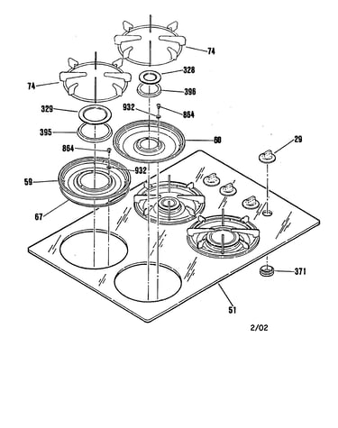 Glass maint top/burner box