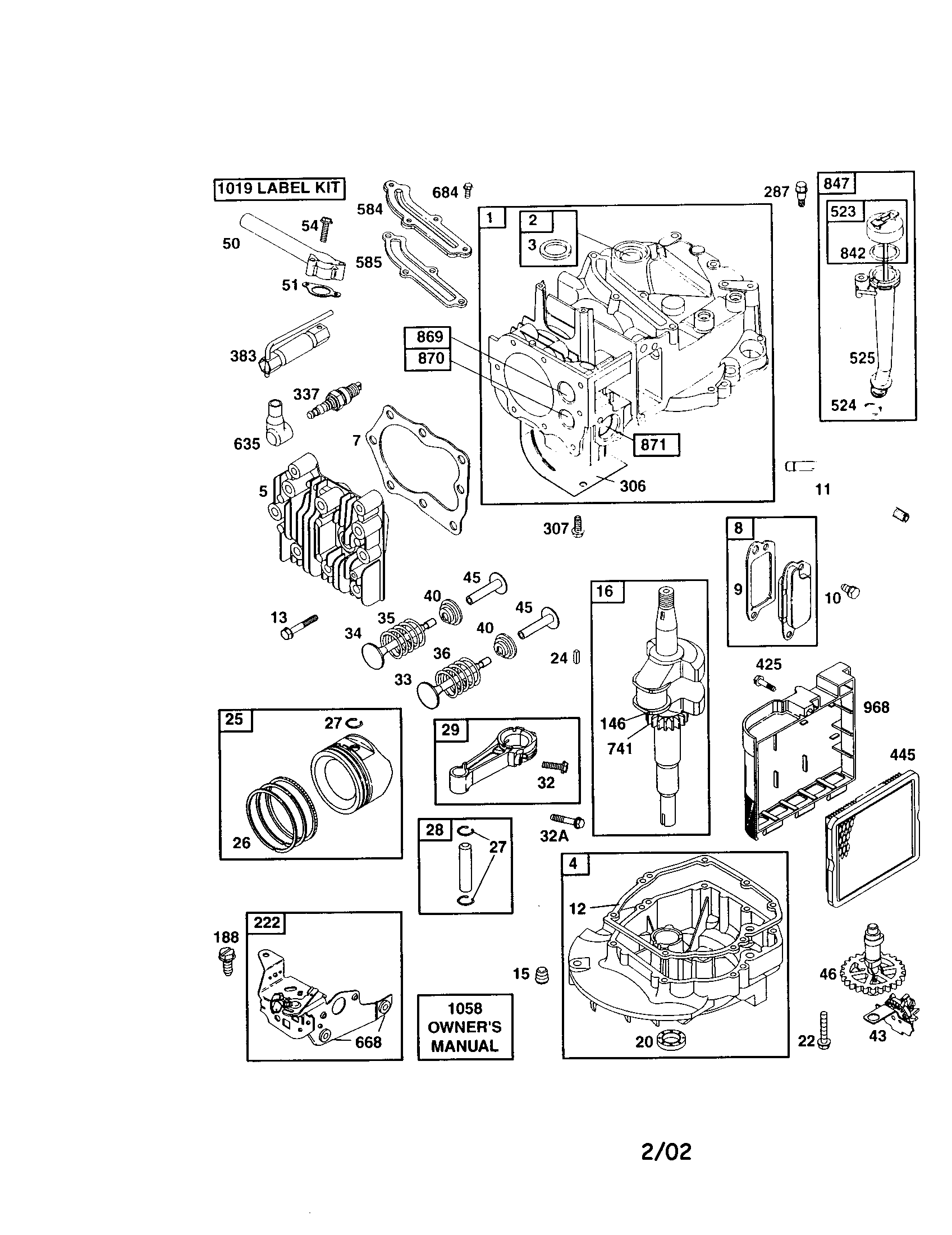 Cylinder/crankshaft/sump-engine