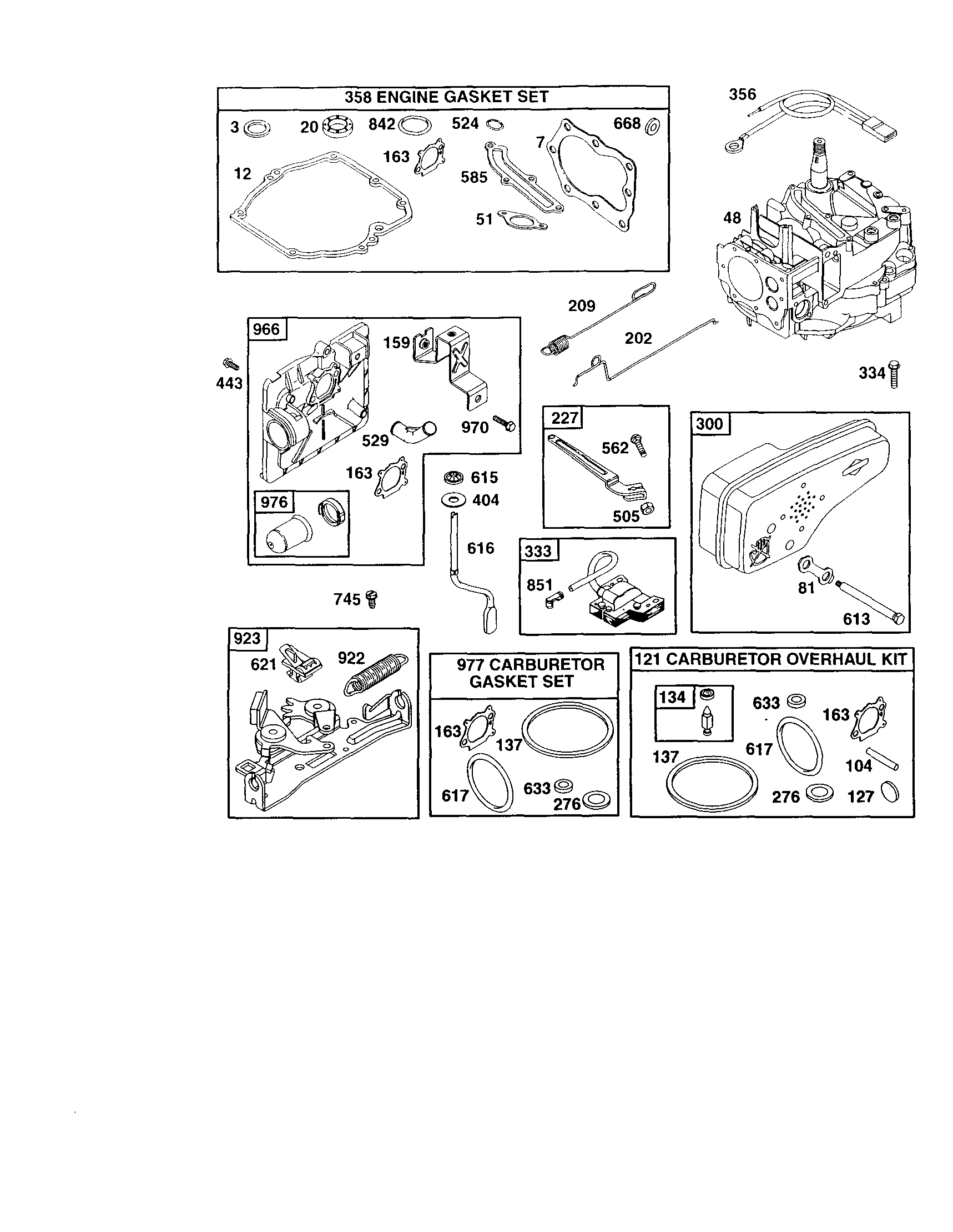 Short block/muffler/gasket