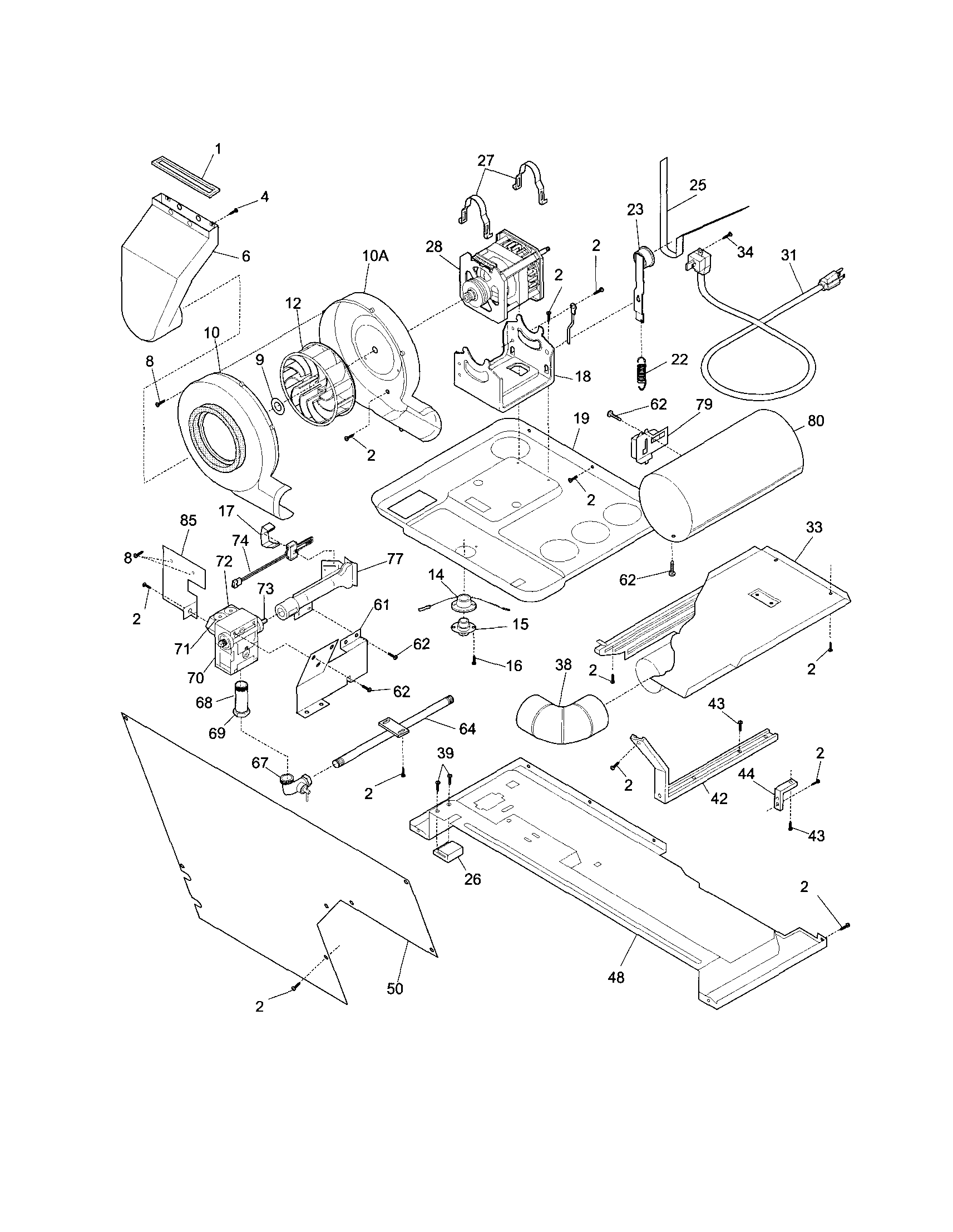 Motor/blower/belt