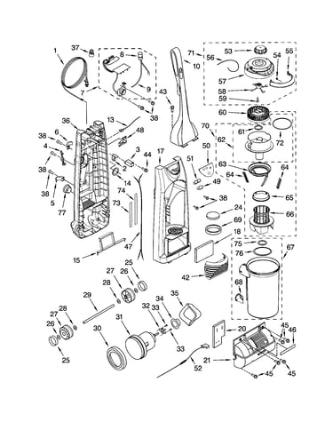 Dust compartment and motor