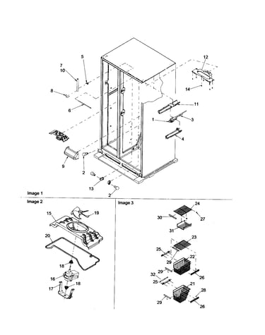 Freezer shelving/evap. fan motor