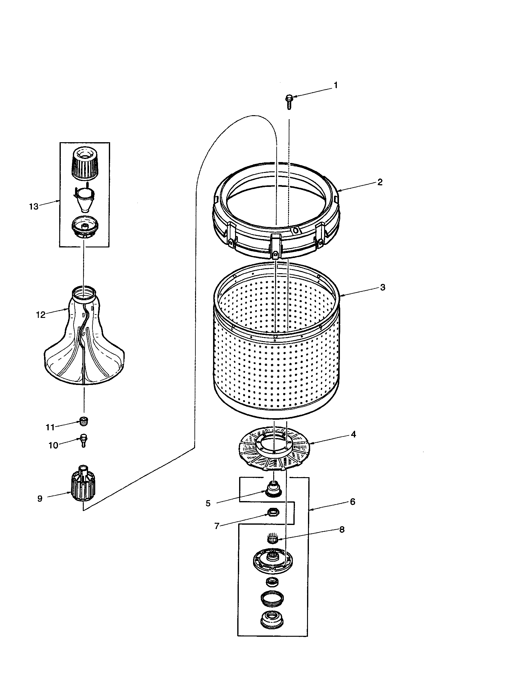Agitator/drive belt/washtub/hub