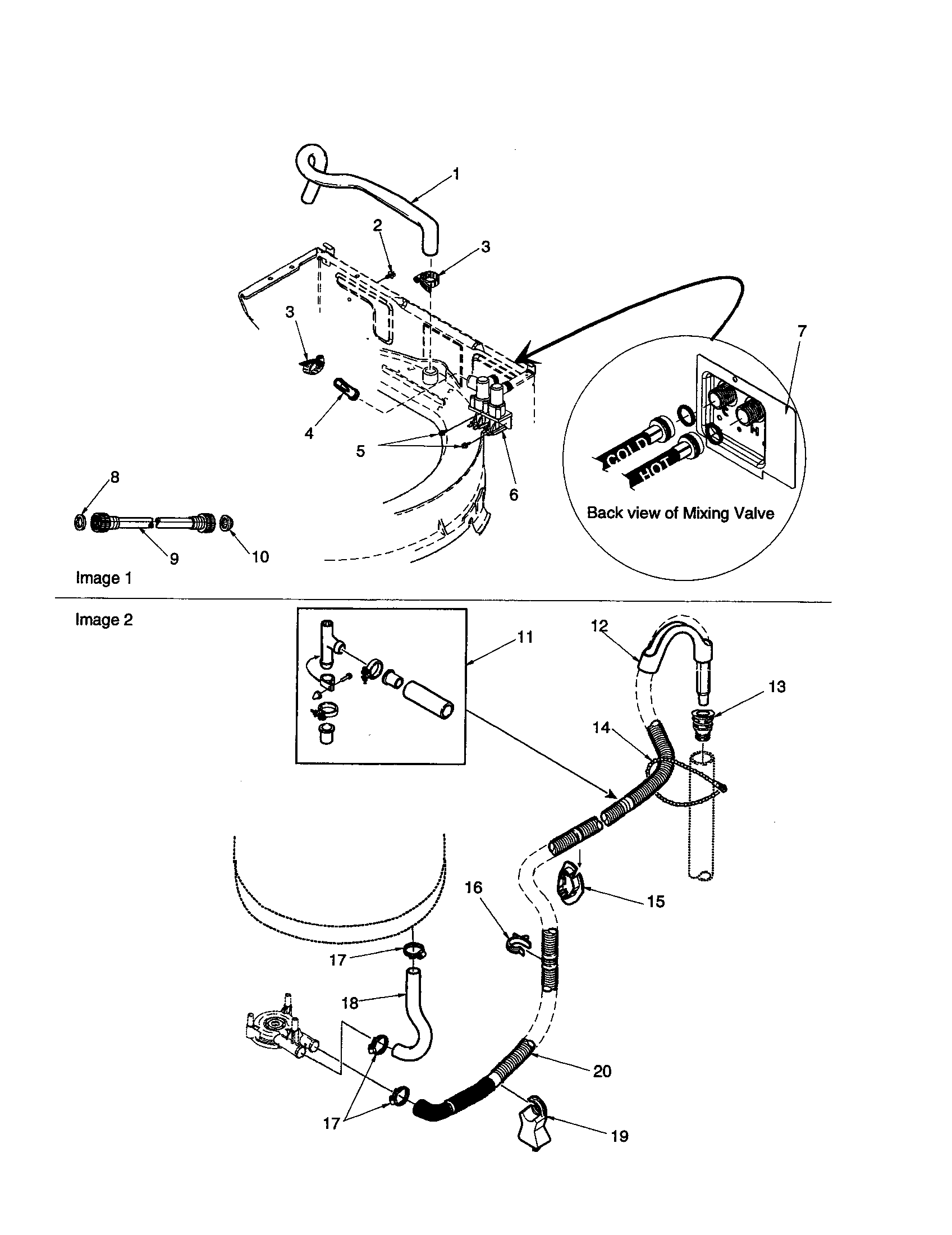 Mixing valve and hoses