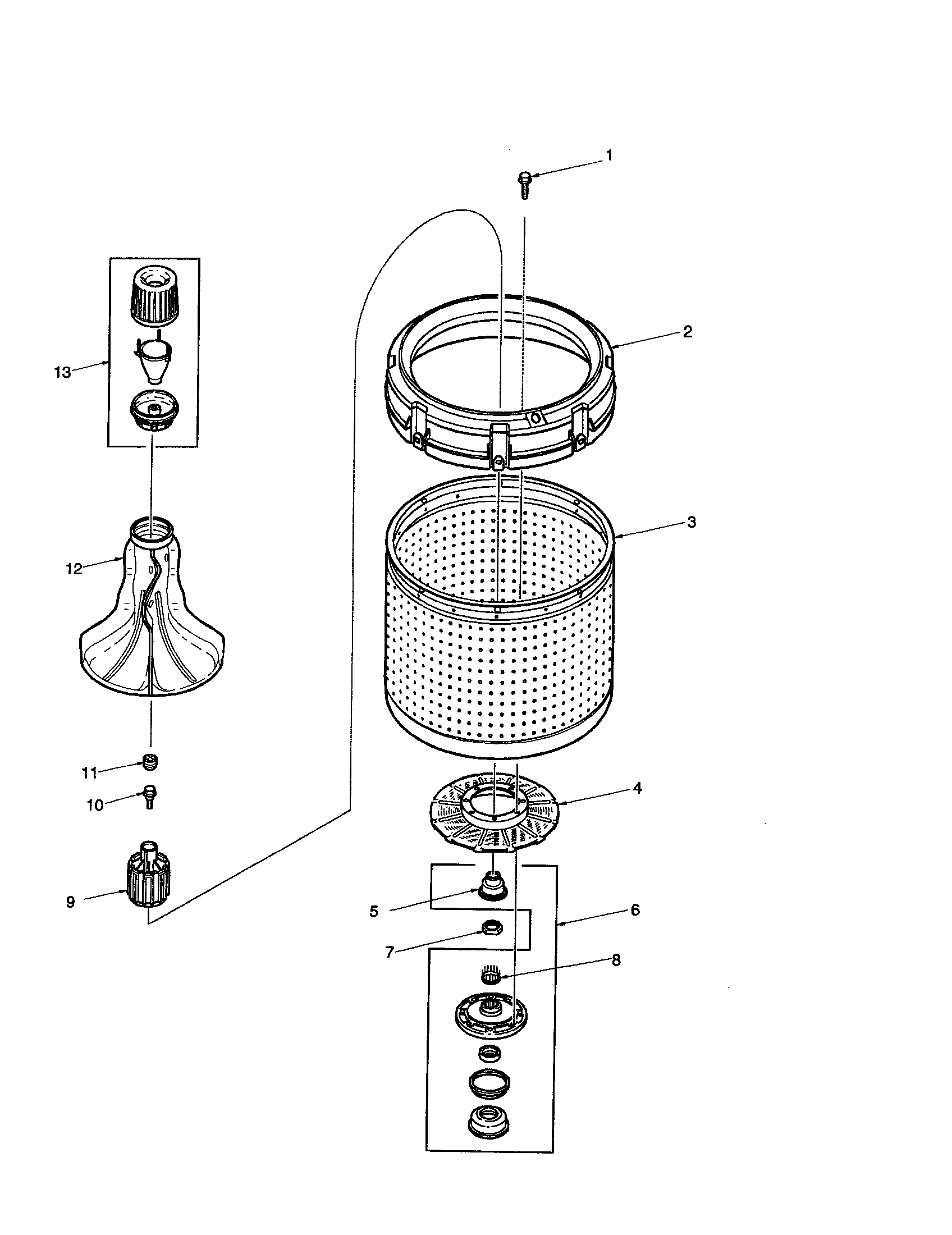 AGITATOR/DRIVE BELT/WASHTUB/HUB