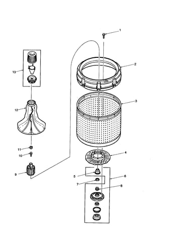 Agitator/drive belt/washtub/hub