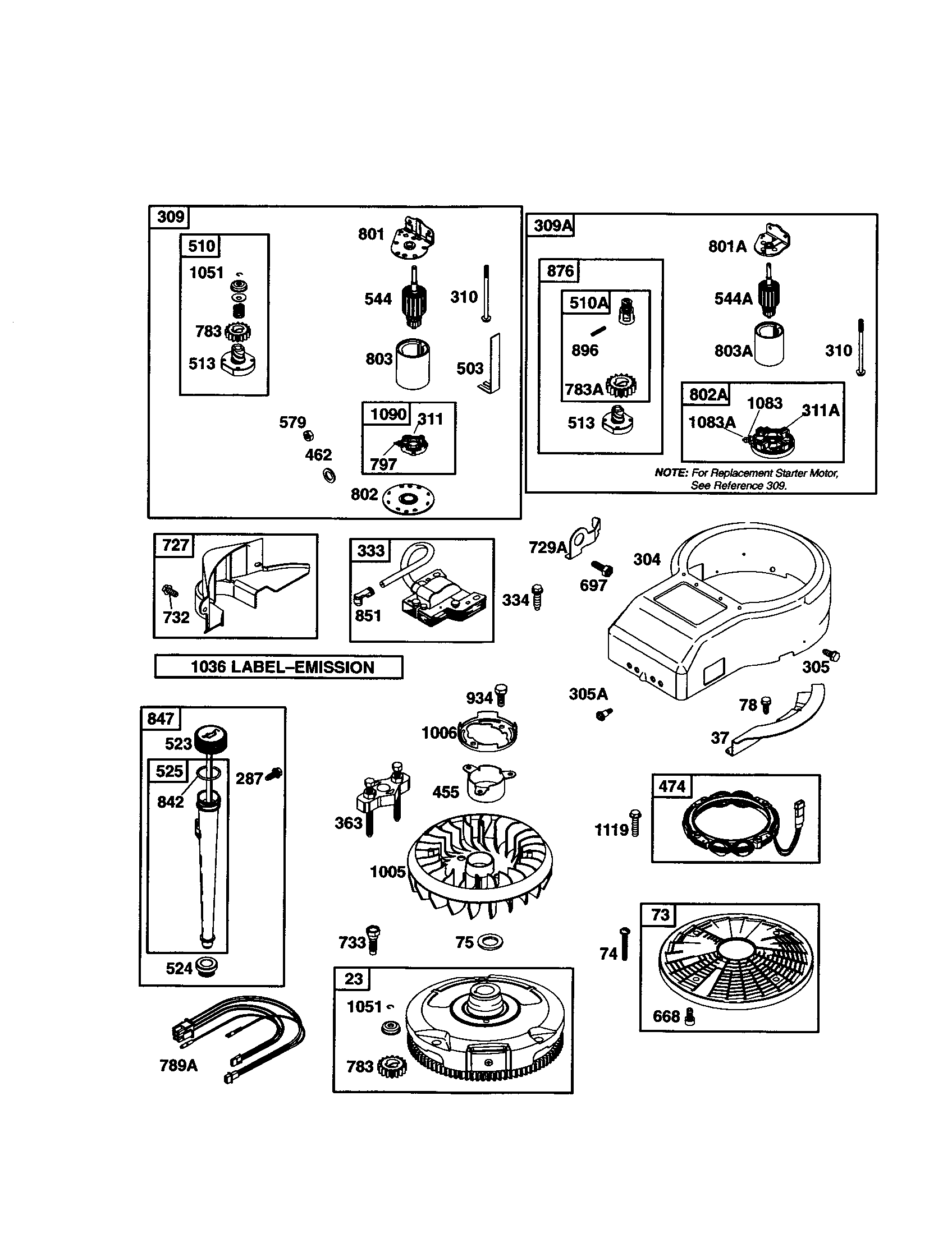 Motor-starter/flywheel