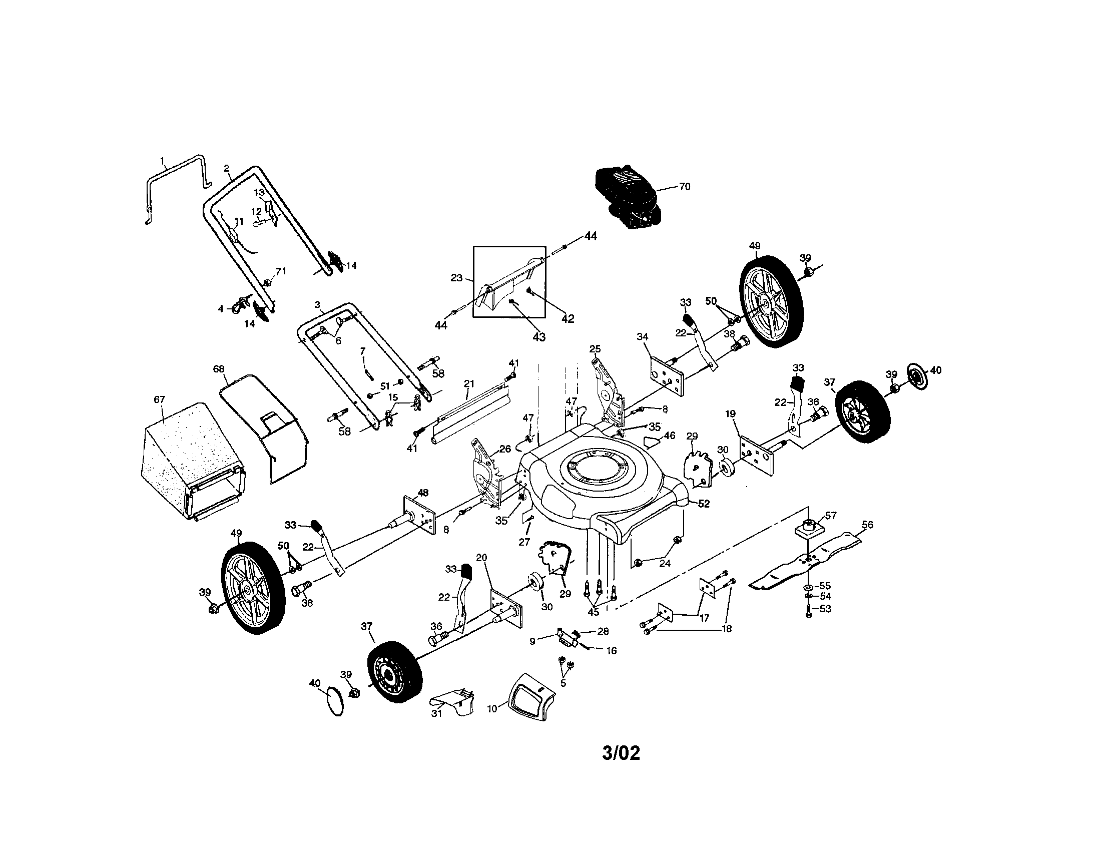 Engine/handles/wheels/tires