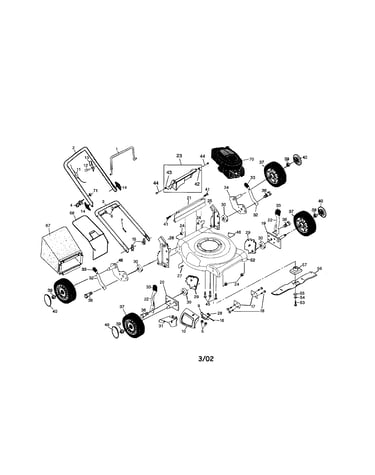 Engine/handle/wheels/tires