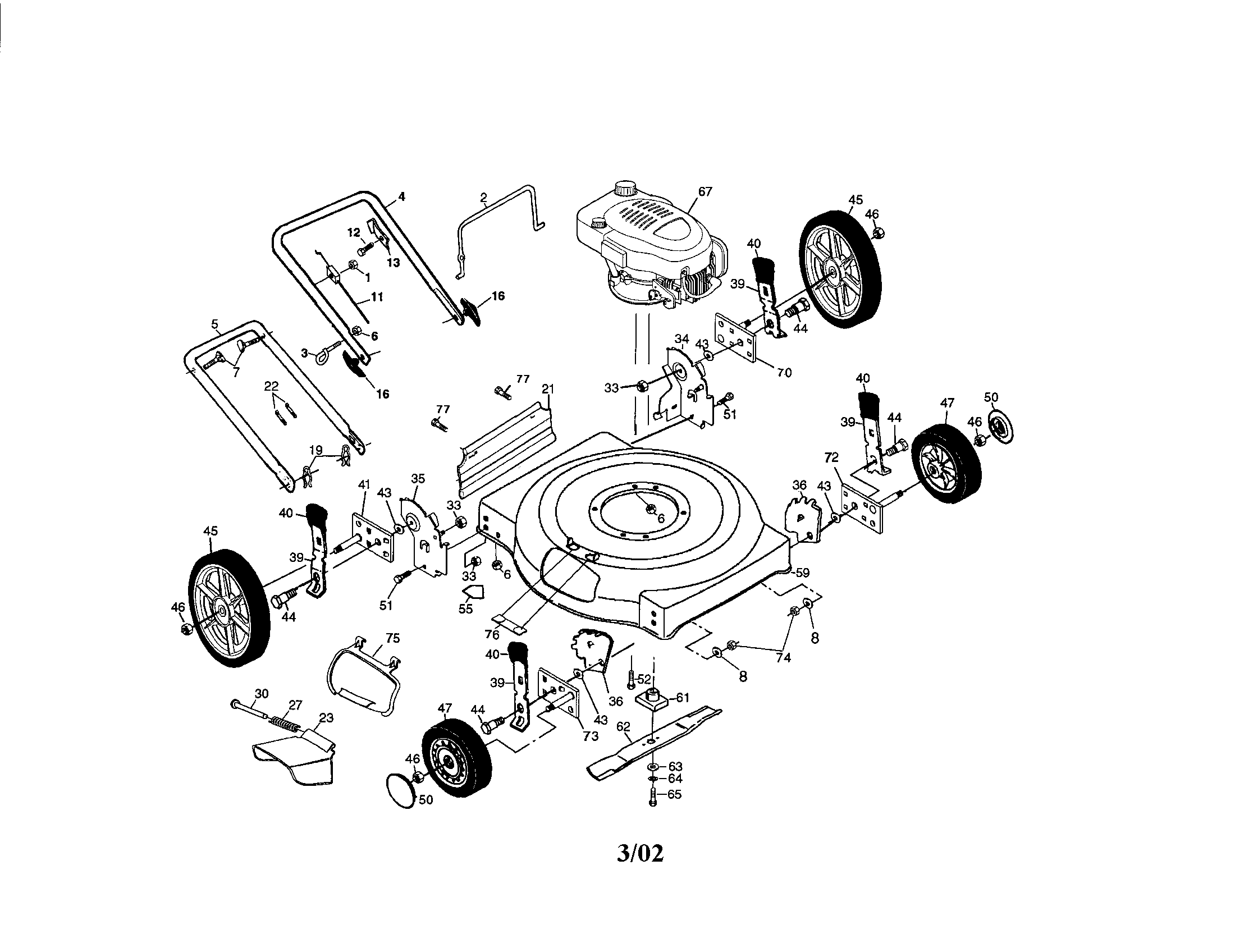 Engine/handles/wheels/tires