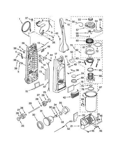 Dust compartment and motor